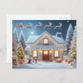 Santa und Reindeer Postkarte (Vorne/Hinten)