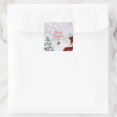 Santa und Reindeer Quadratischer Aufkleber (Tasche)