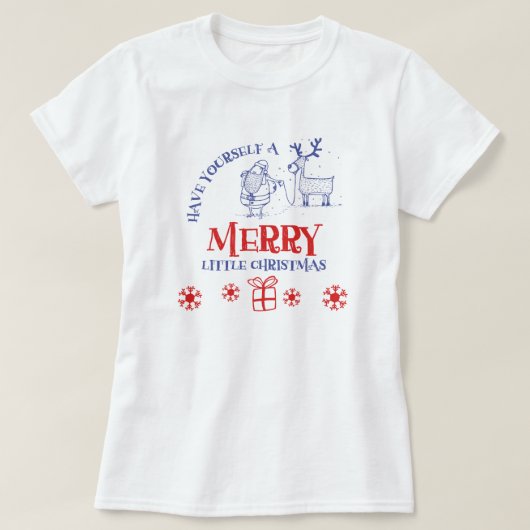 Santa und Reindeer T - Shirt (Design vorne)