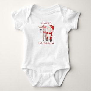 Santa und Rentier Elch Erstes Weihnachten Custom Baby Strampler