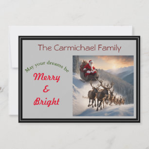 Santa und Rentiere an Heiligabend Feiertagskarte