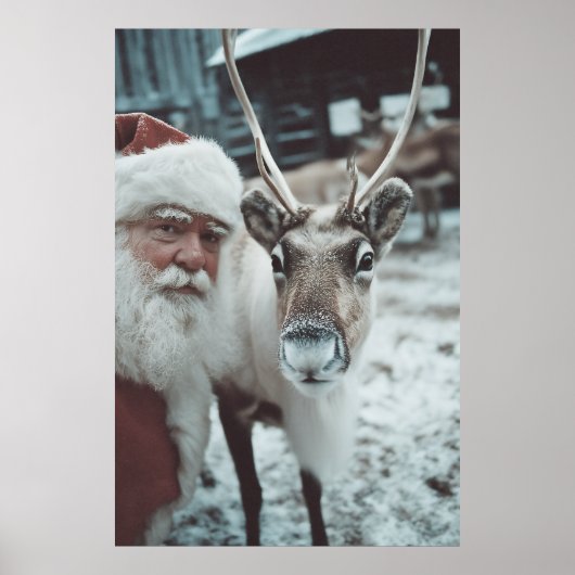 Santa und Rentiere Winterzauber Poster (Vorne)