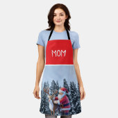 Santa und Rudolf Mama Koch-Schürze mit All-Over-Dr Schürze (Getragen)