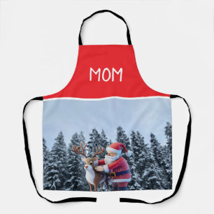 Santa und Rudolf Mama Koch-Schürze mit All-Over-Dr Schürze