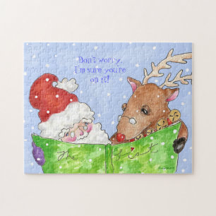 Santa und Rudolf mit Liste Puzzle