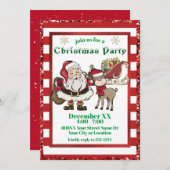 Santa und Rudolph Candy Cane Weihnachts-Party Einladung (Vorne/Hinten)