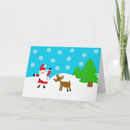 Santa und Rudolph Feiertagskarte (Vorderseite)