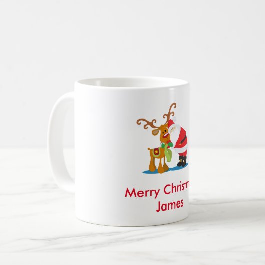 Santa und Rudolph Kaffeetasse (Vorderseite Links)