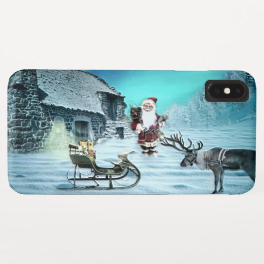 Santa und Rudolph mit Schlitten Case-Mate iPhone Hülle (Rückseite (Horizontal))