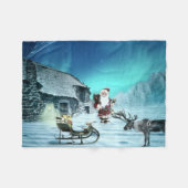 Santa und Rudolph mit Schlitten Fleecedecke (Vorderseite (Horizontal))