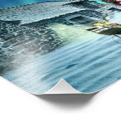 Santa und Rudolph mit Schlitten Fotodruck (Ecke)