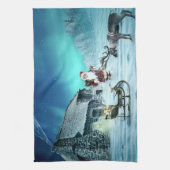 Santa und Rudolph mit Schlitten Geschirrtuch (Vertikal)