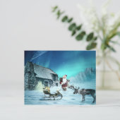 Santa und Rudolph mit Schlitten Postkarte (Stehend Vorderseite)