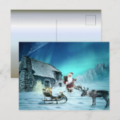 Santa und Rudolph mit Schlitten Postkarte (Vorne/Hinten)