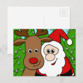 Santa und Rudolph selfie Feiertagspostkarte (Vorne/Hinten)