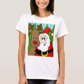 Santa und Rudolph selfie T-Shirt (Vorderseite)