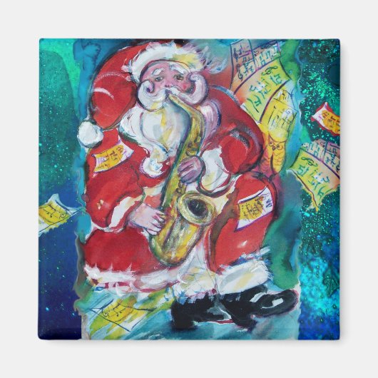 SANTA UND SAX, MUSIK CHRISTMAS PARTY MAGNET (Vorne)