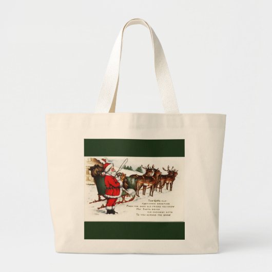 Santa und Schlitten mit Reindeer Jumbo Tote Bag Stoffbeutel (Vorne)