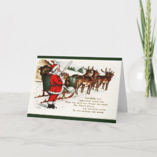 Santa und Schlitten mit Rentier Grußkarte Feiertagskarte