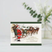 Santa und Schlitten mit Rentier Postkarte (Stehend Vorderseite)