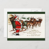 Santa und Schlitten mit Rentier Postkarte (Vorne/Hinten)