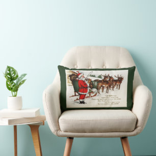 Santa und Schlitten mit Rentier-Rücken-Kissen Lendenkissen