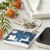 Santa und Schlitten mit Rentieren Schlüsselanhänger (Vorderseite rechts)