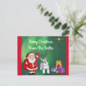 SANTA UND SCHNAUZER CUSTOM CHRISTMAS Postkarte (Stehend Vorderseite)