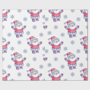 Santa und Schneeflocken Geschenkpapier