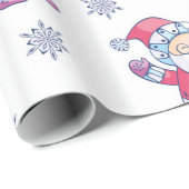 Santa und Schneeflocken Geschenkpapier (Rolleneckpunkt)