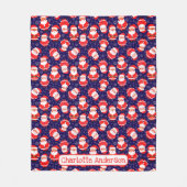 Santa und Schneeflocken | Name der Navy Blue Kids Fleecedecke (Vorderseite)
