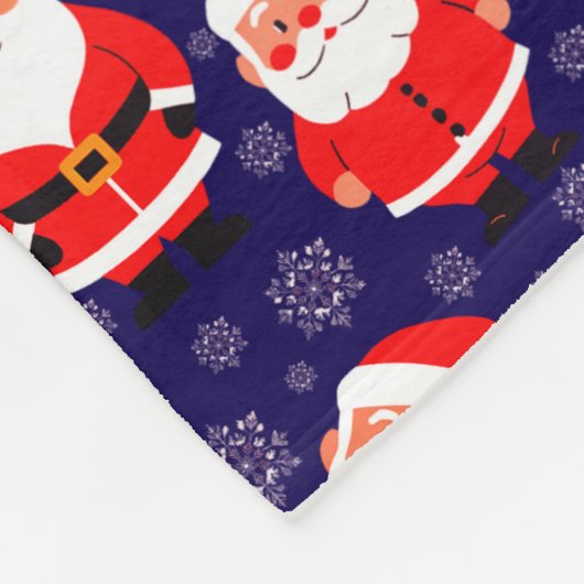 Santa und Schneeflocken | Name der Navy Blue Kids Fleecedecke (Ecke)