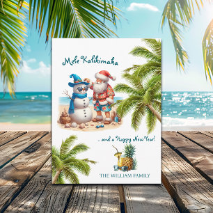 Santa und Schneemann Mele Kalikimaka Weihnachten