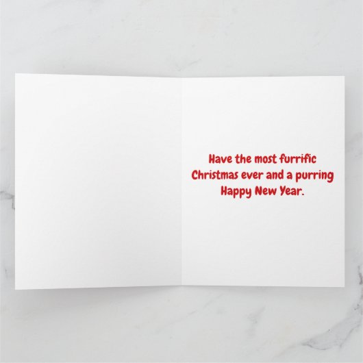 Santa und schöne weiße Katze Karte (Innenseite)