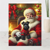 Santa und Scottish Terrier im festlichen Pullover Karte (Vorderseite)