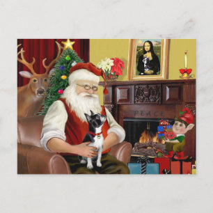 Santa und sein Boston Terrier Feiertagspostkarte
