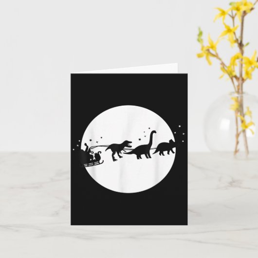 Santa und sein Dinosaurier-Schlittenfahrt, T-Rexma Karte (Gelbe Blume)