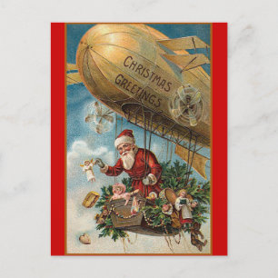 Santa und sein Luftschiff Feiertagspostkarte