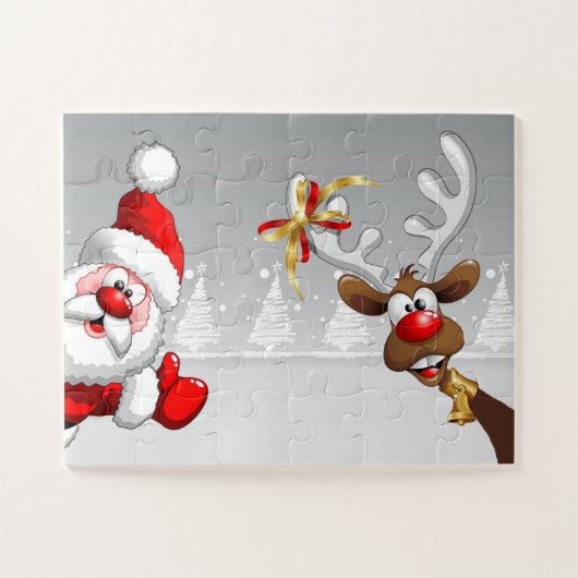 Santa und sein Reindeer Rudolph Easy Jigsaw Puzzle (Horizontal)