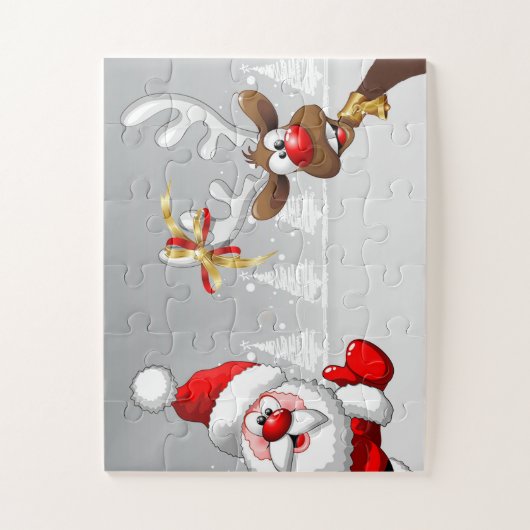 Santa und sein Reindeer Rudolph Easy Jigsaw Puzzle (Vertikal)