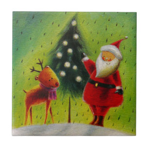 Santa und sein Rentier Fliese