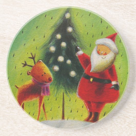 Santa und sein Rentier Getränkeuntersetzer (Vorne)