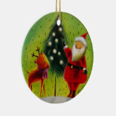 Santa und sein Rentier Keramik Ornament (Rechts)