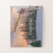 Santa und sein Rentier Personalisiert Puzzle (Vertikal)
