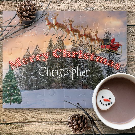Santa und sein Rentier Personalisiert Puzzle