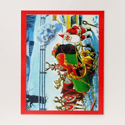 Santa und sein Schlitten Puzzle (Vertikal)