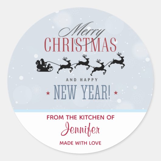 Santa und seine flying Rentier Weihnachtsküche Runder Aufkleber (Vorderseite)