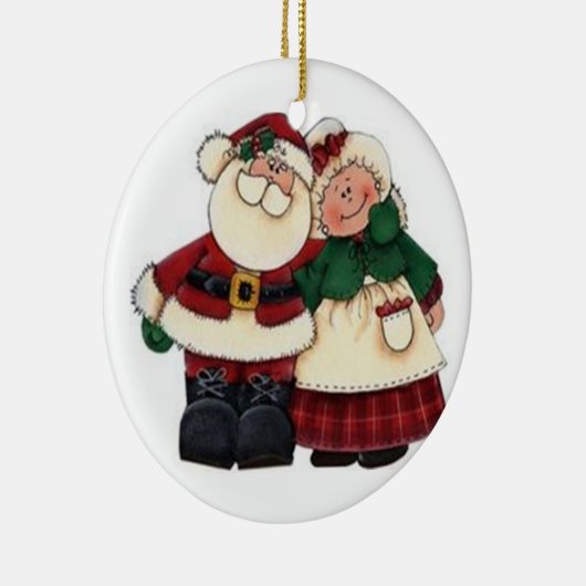 SANTA UND SEINE FRAU. KERAMIKORNAMENT (Rechts)