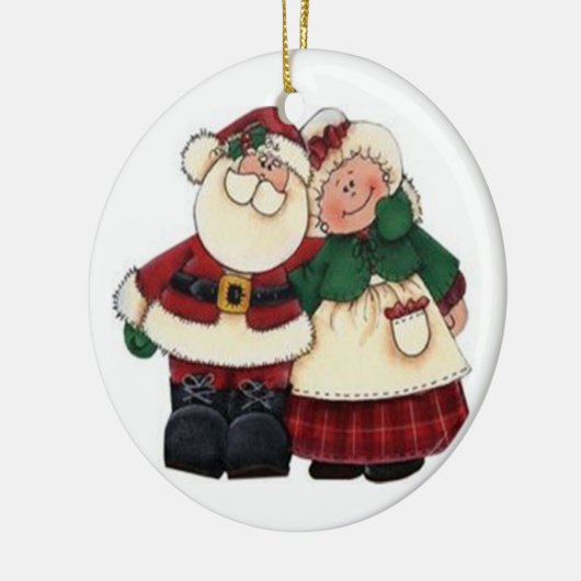 SANTA UND SEINE FRAU. KERAMIKORNAMENT (Links)
