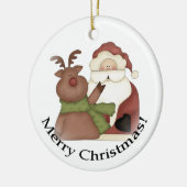 Santa und seine Rentiere Keramik Ornament (Links)
